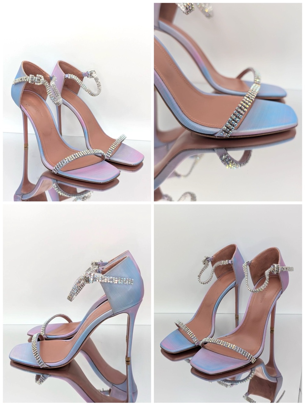 NWT Amina Muaddi Ursina Crystal Heels Sandals Rainbow IT 38 NIB Authentic - Picture 9 of 16